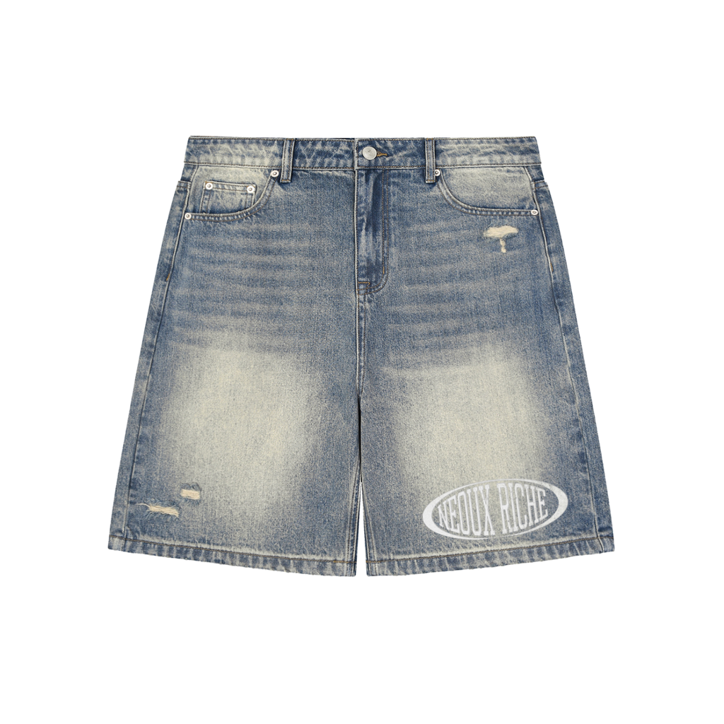 Faded Distressed Baggy Denim Shorts