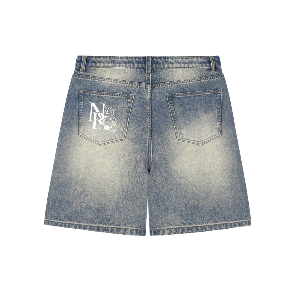 Faded Distressed Baggy Denim Shorts